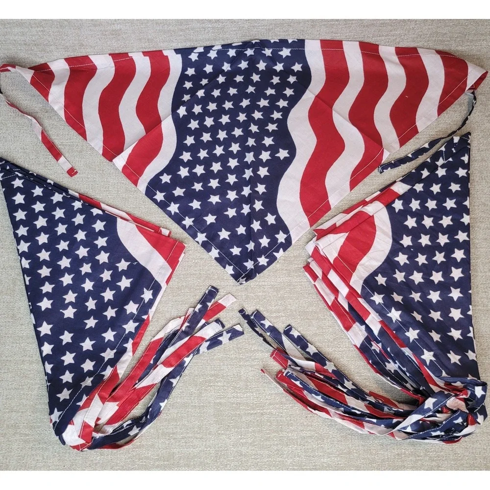 Set of 12 USA American Flag Bandannas Kerchief Facemask 100% Cotton Lot NEW